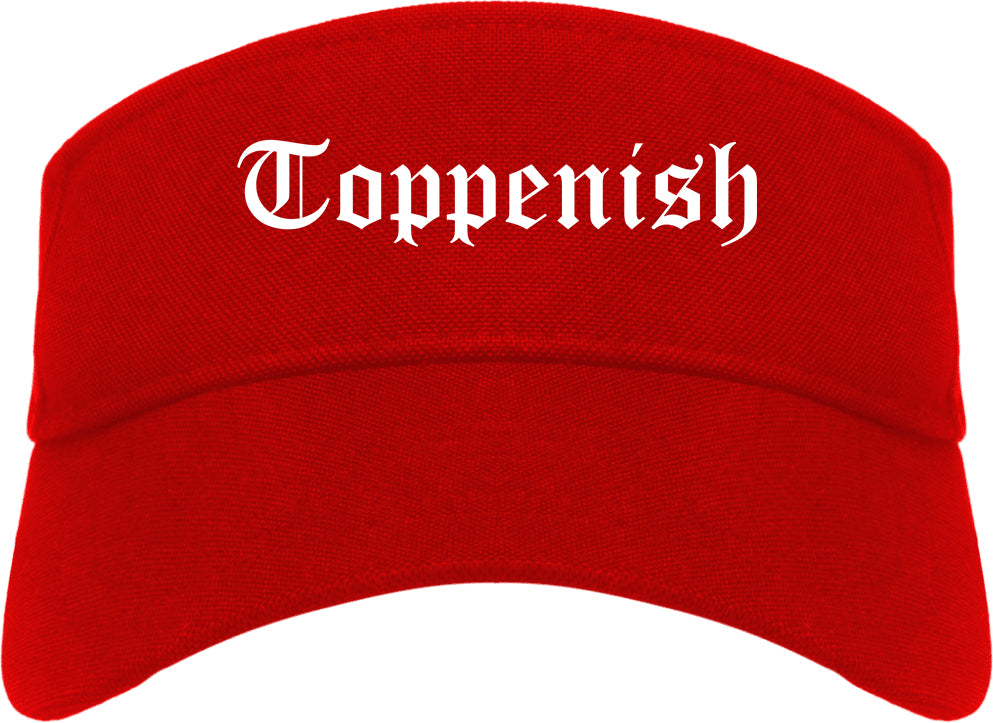 Toppenish Washington WA Old English Mens Visor Cap Hat Red