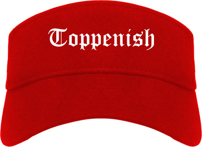 Toppenish Washington WA Old English Mens Visor Cap Hat Red