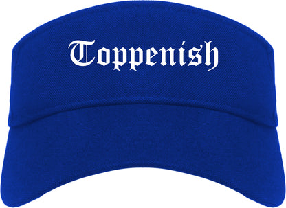 Toppenish Washington WA Old English Mens Visor Cap Hat Royal Blue