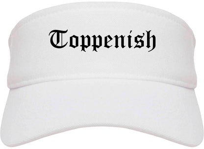 Toppenish Washington WA Old English Mens Visor Cap Hat White