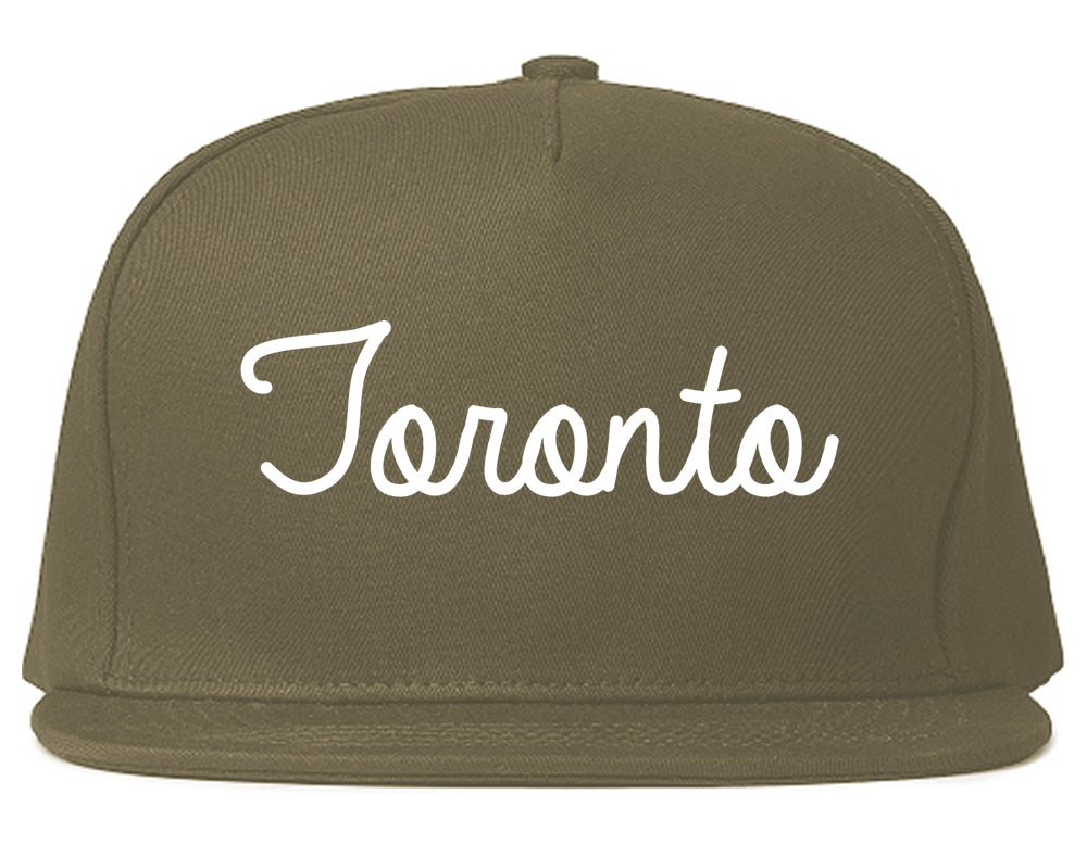 Toronto Ohio OH Script Mens Snapback Hat Grey