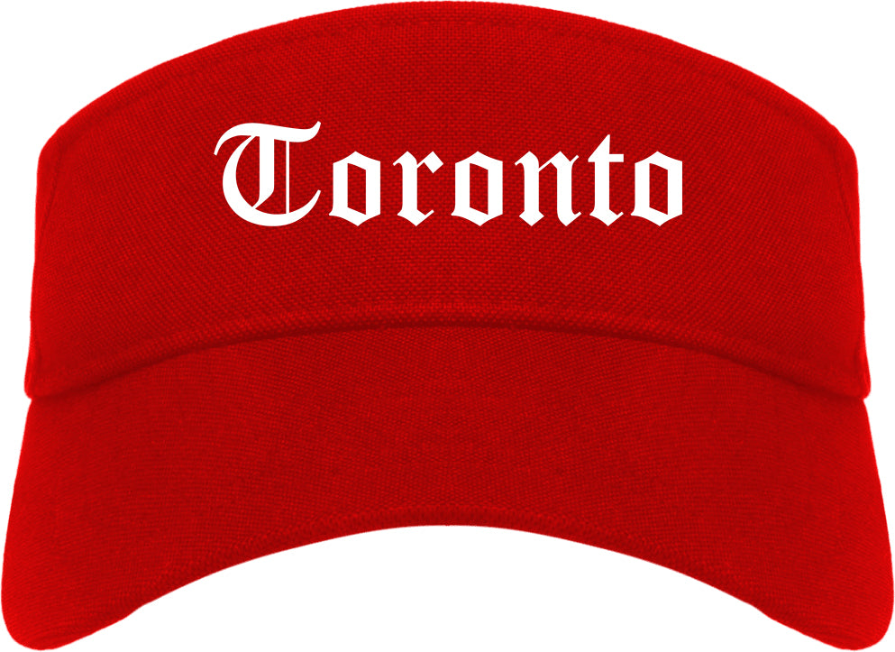Toronto Ohio OH Old English Mens Visor Cap Hat Red