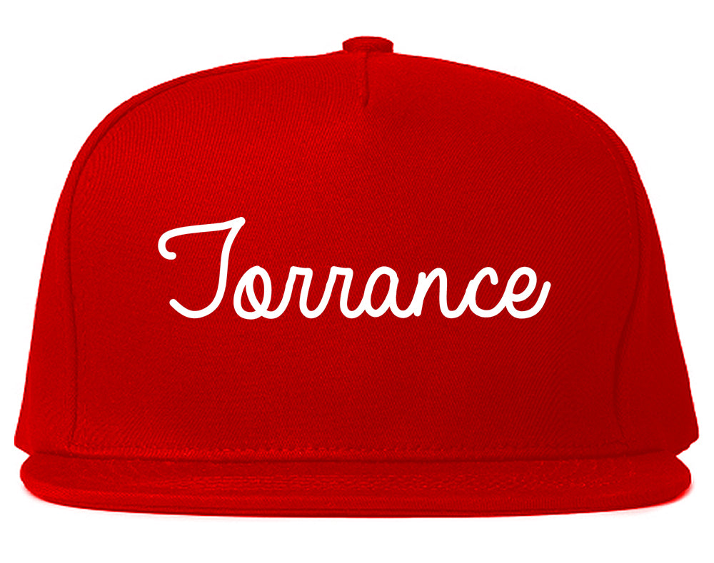 Torrance California CA Script Mens Snapback Hat Red