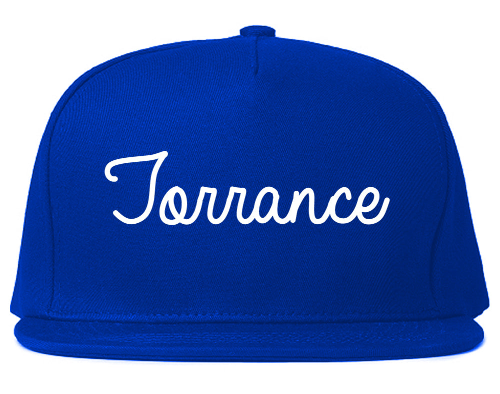 Torrance California CA Script Mens Snapback Hat Royal Blue
