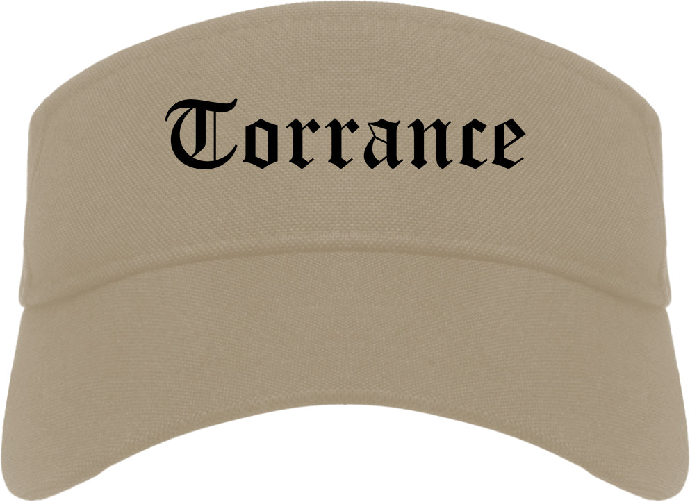 Torrance California CA Old English Mens Visor Cap Hat Khaki