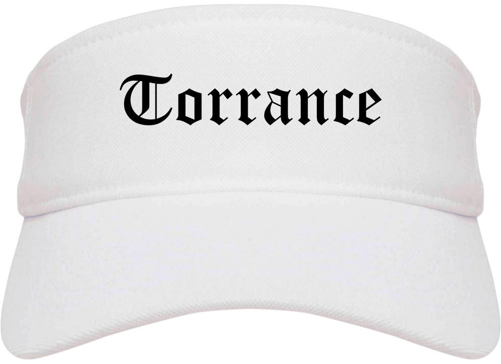 Torrance California CA Old English Mens Visor Cap Hat White