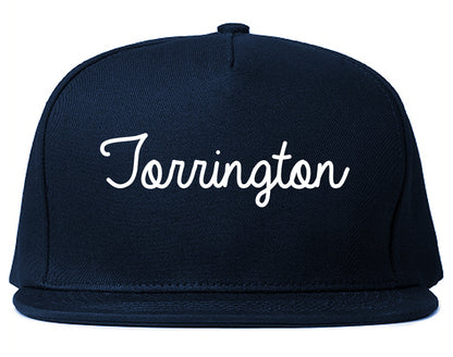 Torrington Connecticut CT Script Mens Snapback Hat Navy Blue
