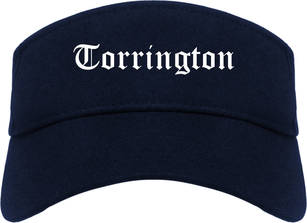 Torrington Wyoming WY Old English Mens Visor Cap Hat Navy Blue