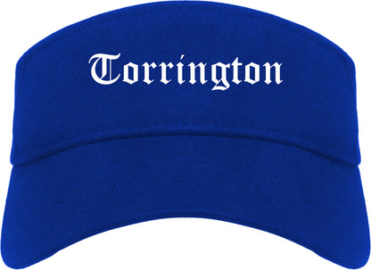 Torrington Wyoming WY Old English Mens Visor Cap Hat Royal Blue