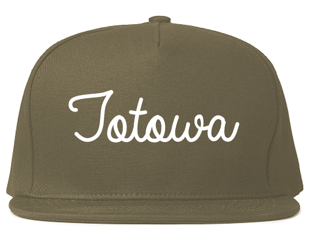 Totowa New Jersey NJ Script Mens Snapback Hat Grey