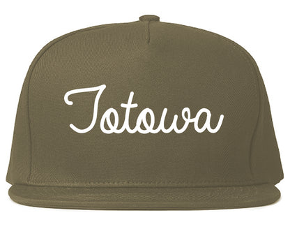 Totowa New Jersey NJ Script Mens Snapback Hat Grey