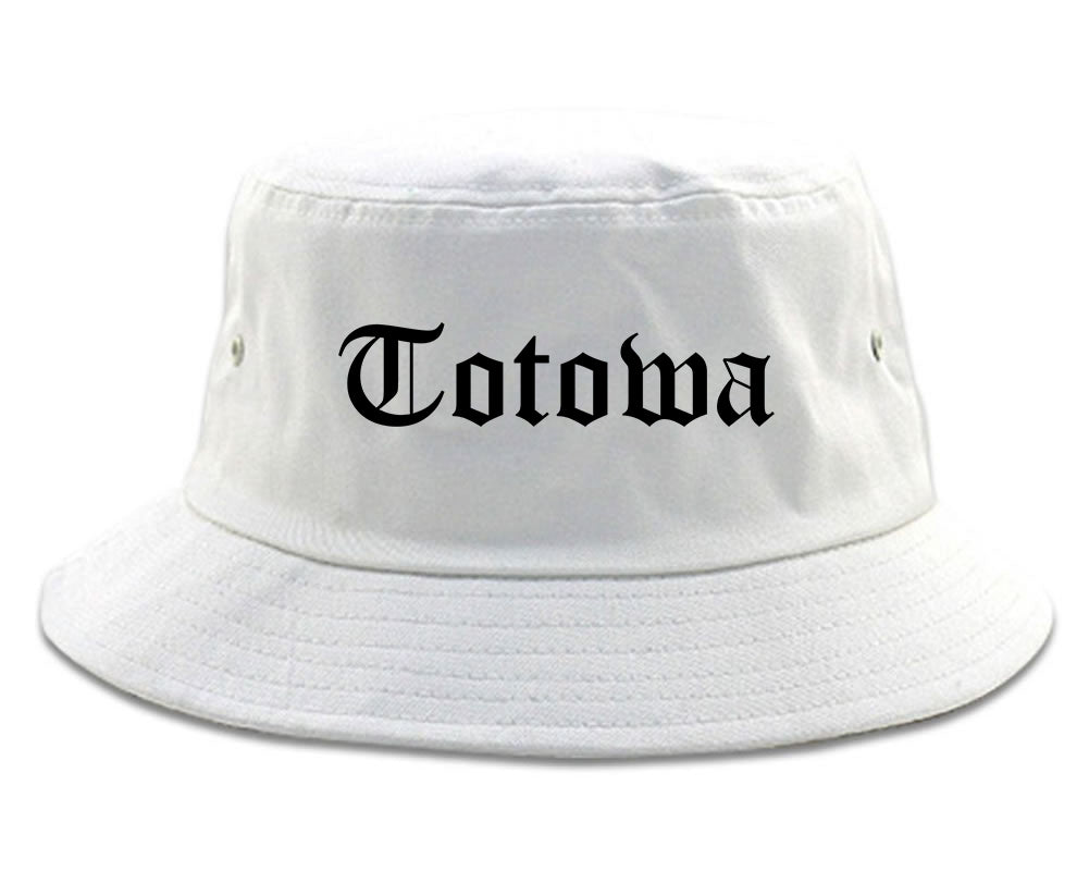 Totowa New Jersey NJ Old English Mens Bucket Hat White