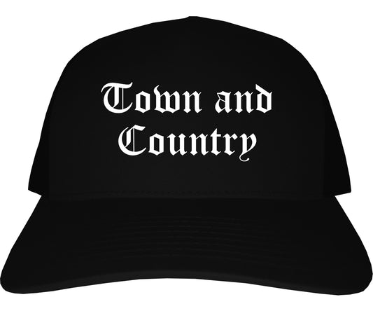 Town and Country Missouri MO Old English Mens Trucker Hat Cap Black