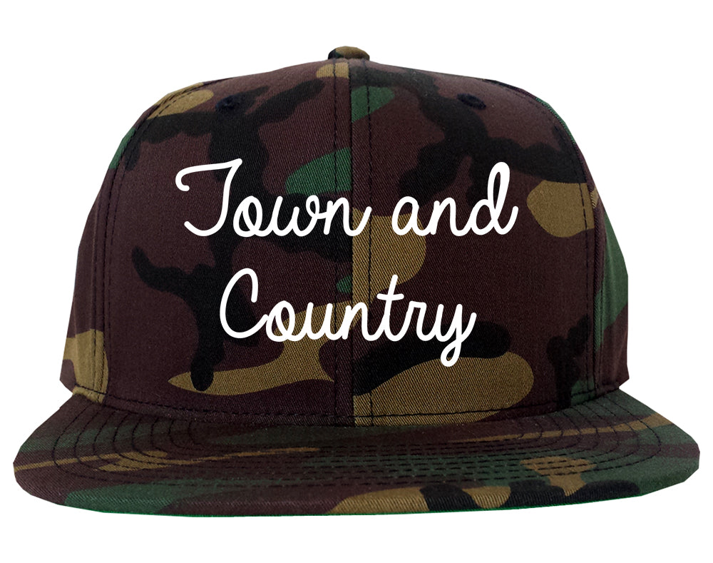 Town and Country Missouri MO Script Mens Snapback Hat Army Camo