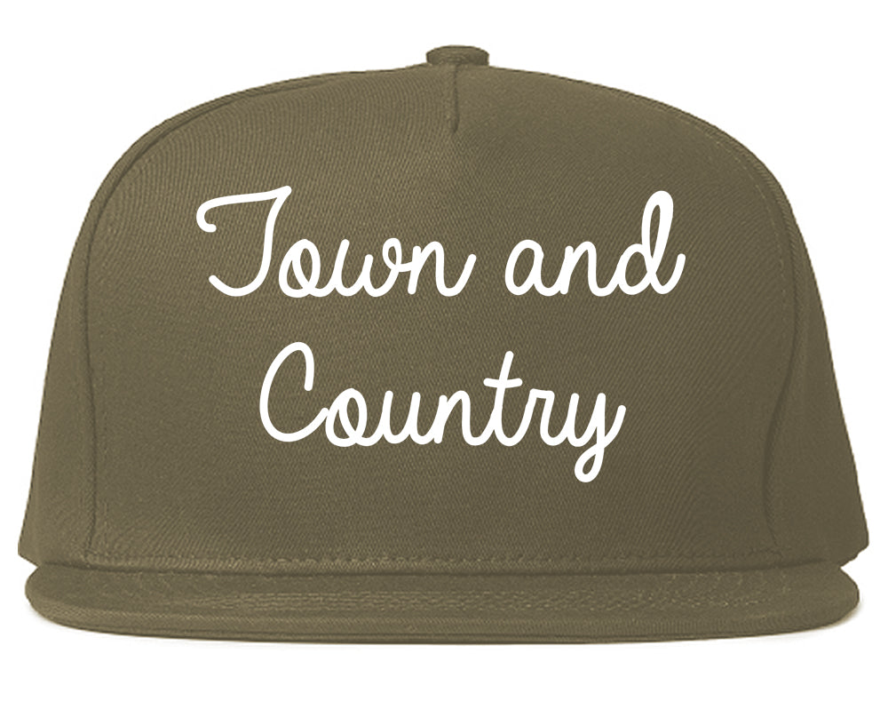 Town and Country Missouri MO Script Mens Snapback Hat Grey