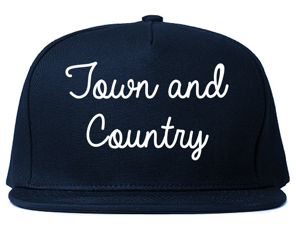 Town and Country Missouri MO Script Mens Snapback Hat Navy Blue