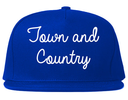 Town and Country Missouri MO Script Mens Snapback Hat Royal Blue