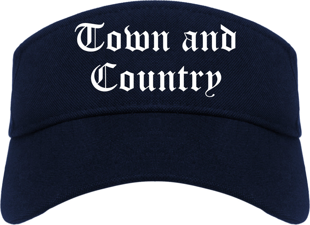 Town and Country Missouri MO Old English Mens Visor Cap Hat Navy Blue