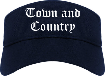 Town and Country Missouri MO Old English Mens Visor Cap Hat Navy Blue
