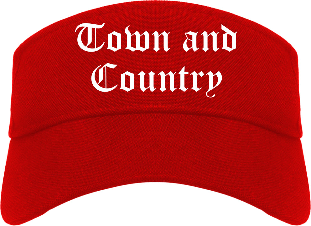 Town and Country Missouri MO Old English Mens Visor Cap Hat Red