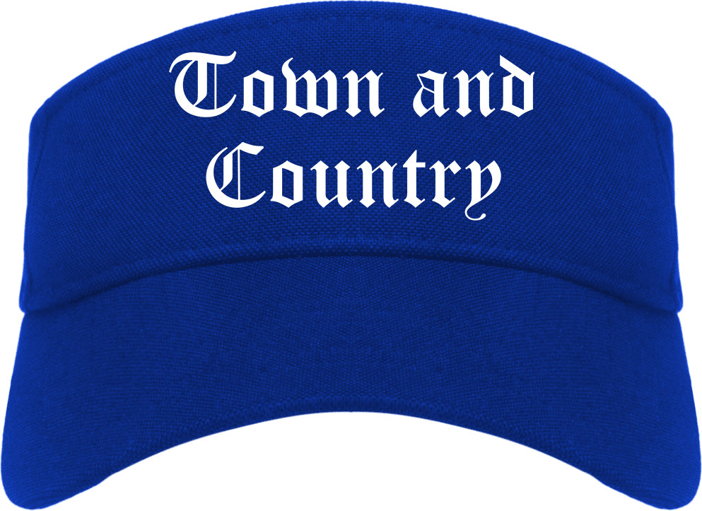 Town and Country Missouri MO Old English Mens Visor Cap Hat Royal Blue