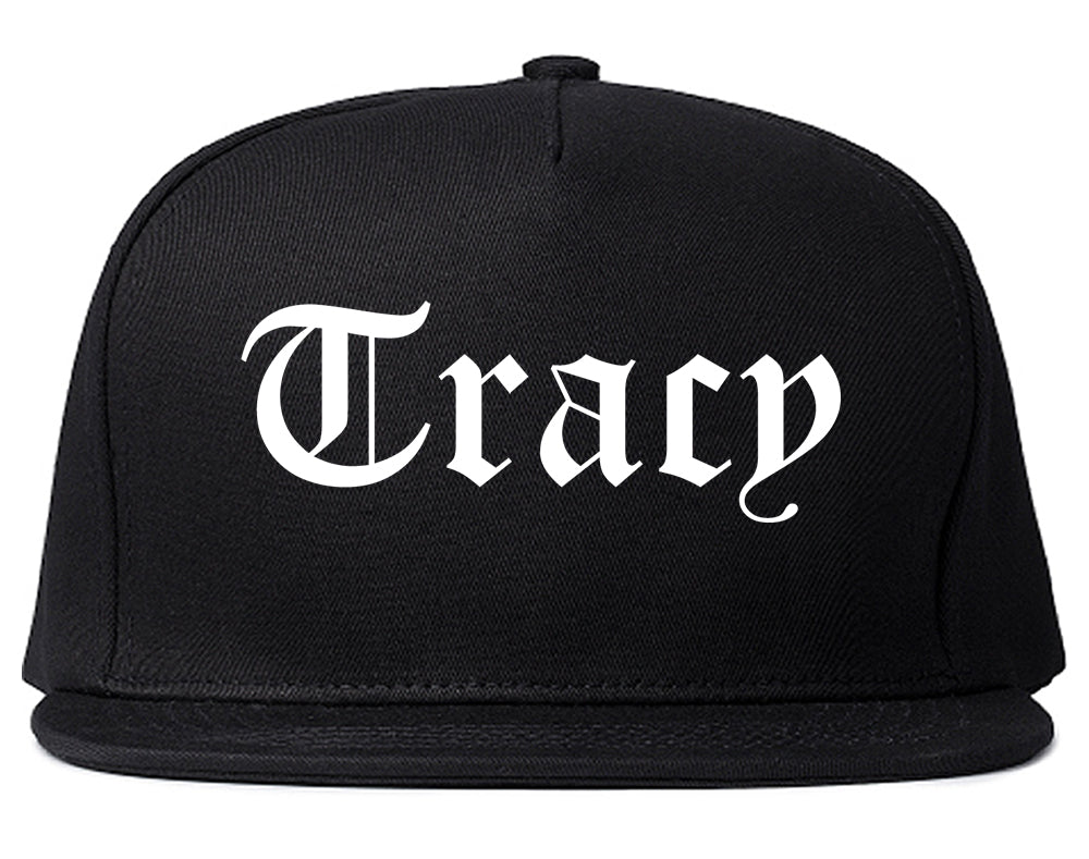 Tracy California CA Old English Mens Snapback Hat Black