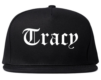 Tracy California CA Old English Mens Snapback Hat Black