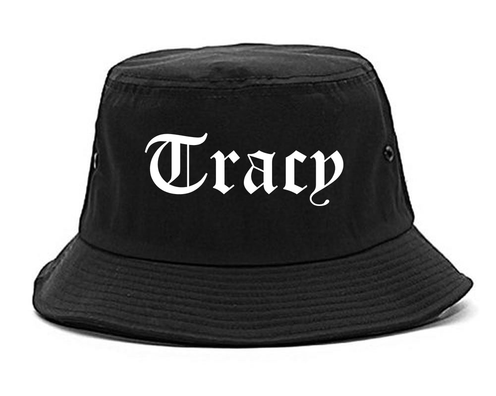 Tracy California CA Old English Mens Bucket Hat Black