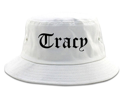 Tracy California CA Old English Mens Bucket Hat White