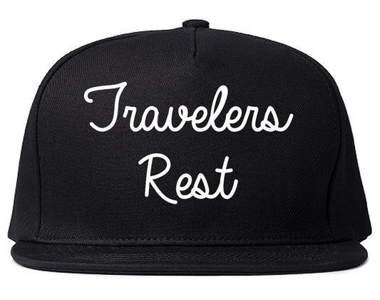 Travelers Rest South Carolina SC Script Mens Snapback Hat Black