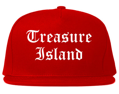Treasure Island Florida FL Old English Mens Snapback Hat Red