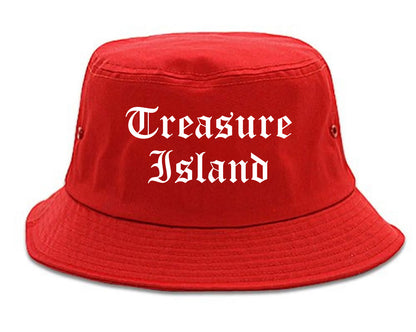 Treasure Island Florida FL Old English Mens Bucket Hat Red