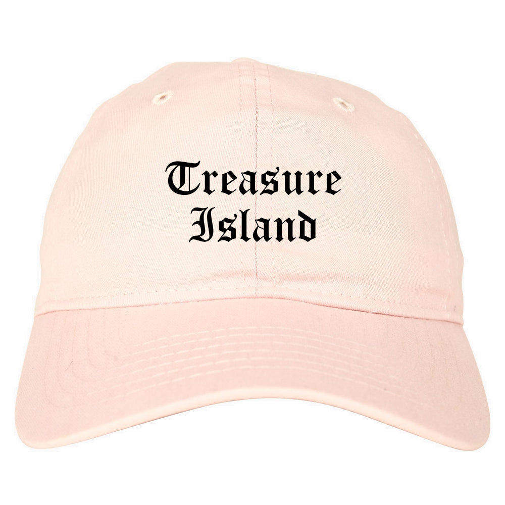 Treasure Island Florida FL Old English Mens Dad Hat Baseball Cap Pink