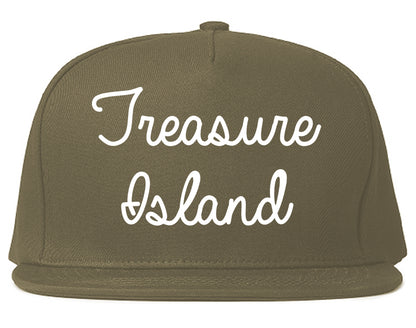 Treasure Island Florida FL Script Mens Snapback Hat Grey