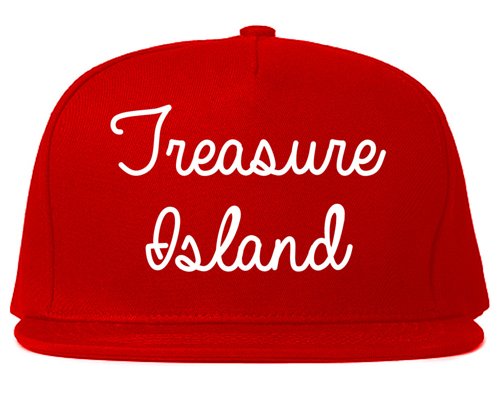 Treasure Island Florida FL Script Mens Snapback Hat Red