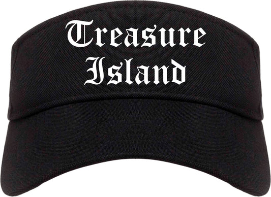 Treasure Island Florida FL Old English Mens Visor Cap Hat Black