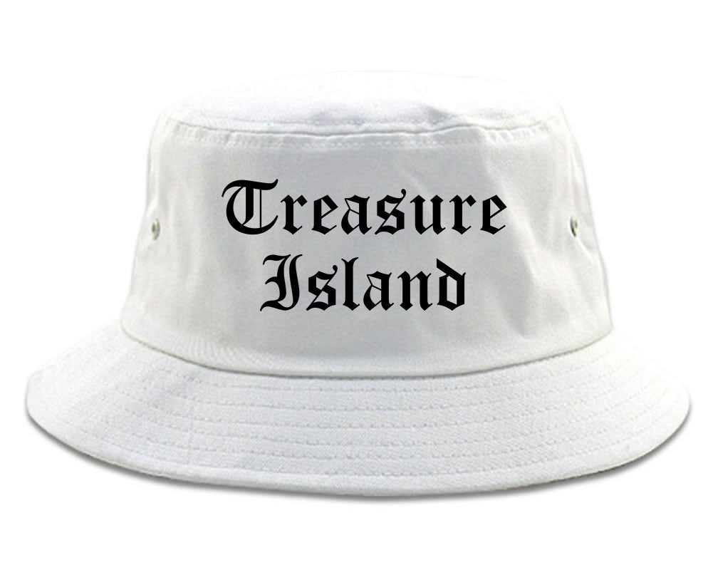 Treasure Island Florida FL Old English Mens Bucket Hat White