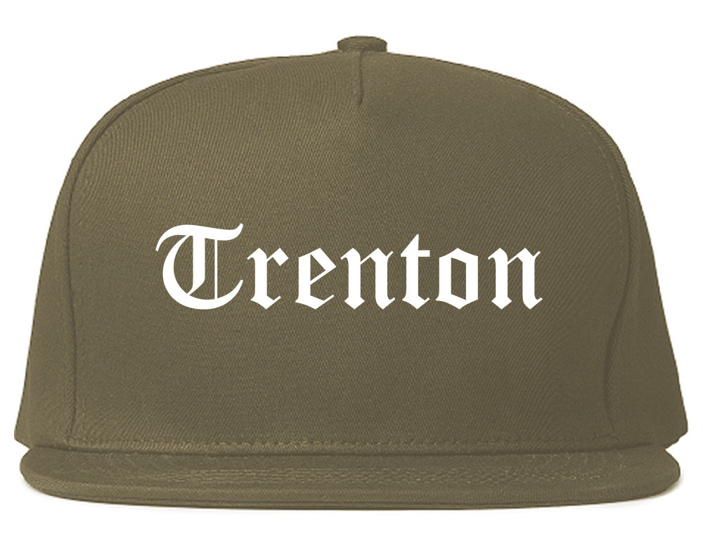 Trenton Michigan MI Old English Mens Snapback Hat Grey