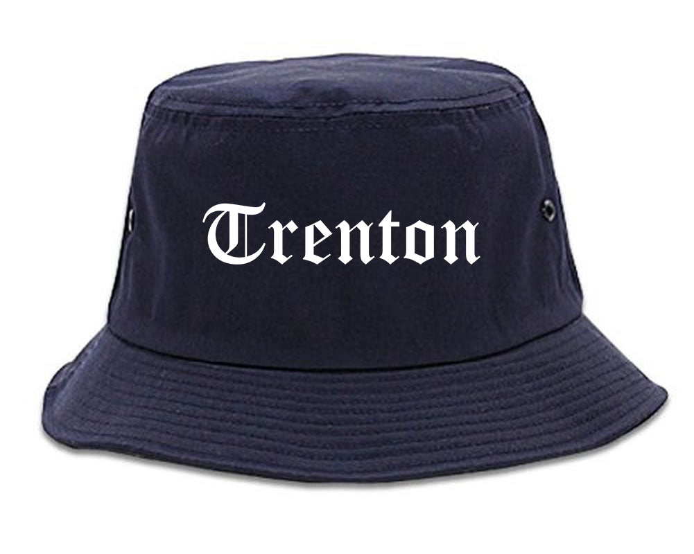 Trenton Michigan MI Old English Mens Bucket Hat Navy Blue