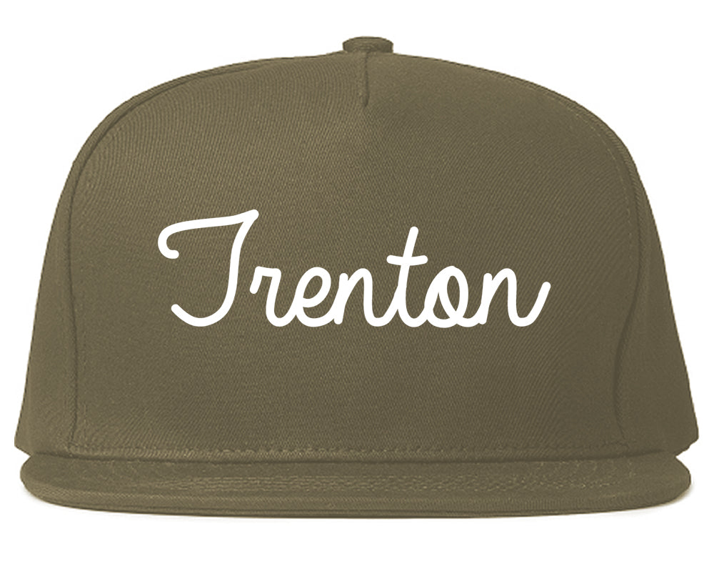 Trenton Michigan MI Script Mens Snapback Hat Grey