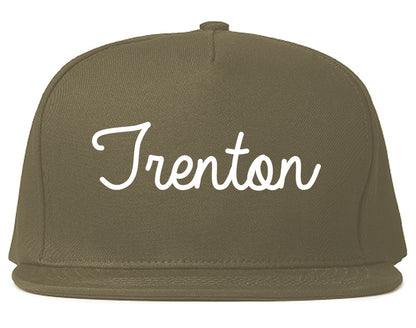 Trenton Michigan MI Script Mens Snapback Hat Grey