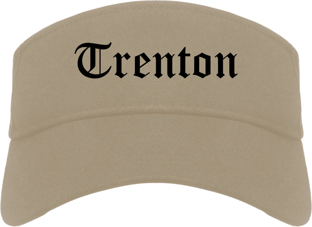 Trenton Michigan MI Old English Mens Visor Cap Hat Khaki