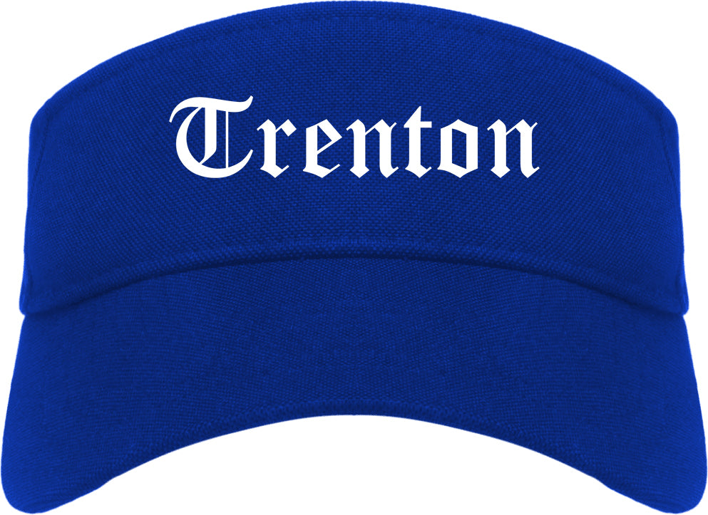 Trenton Michigan MI Old English Mens Visor Cap Hat Royal Blue
