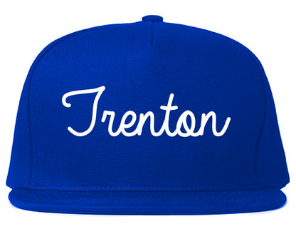 Trenton Missouri MO Script Mens Snapback Hat Royal Blue