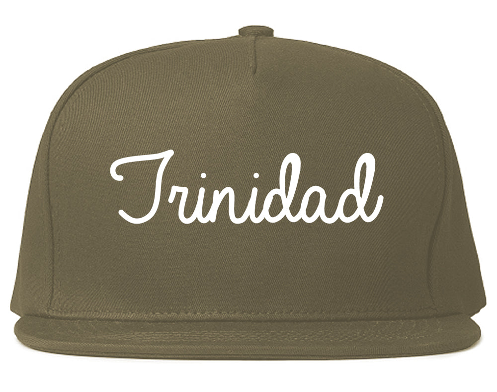 Trinidad Colorado CO Script Mens Snapback Hat Grey