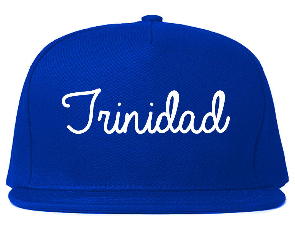 Trinidad Colorado CO Script Mens Snapback Hat Royal Blue