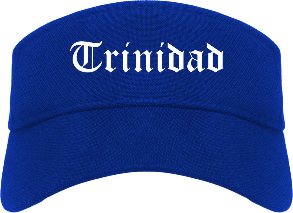 Trinidad Colorado CO Old English Mens Visor Cap Hat Royal Blue