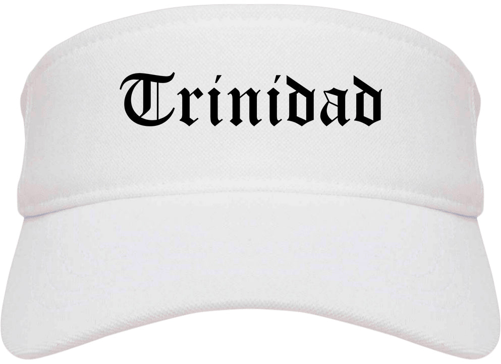 Trinidad Colorado CO Old English Mens Visor Cap Hat White