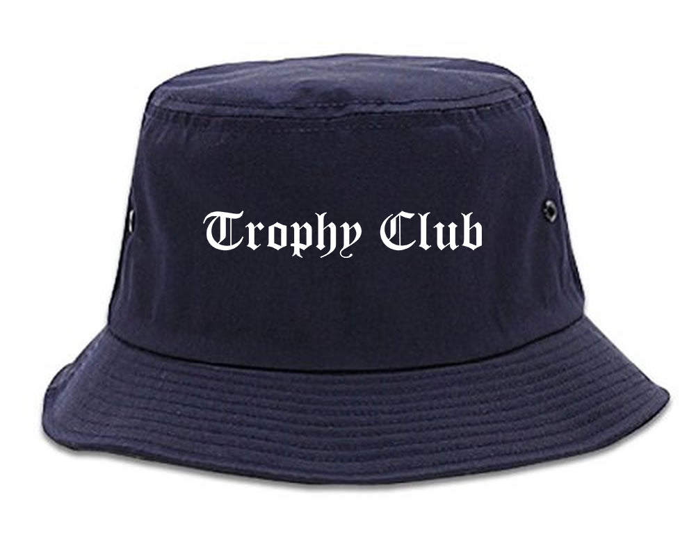 Trophy Club Texas TX Old English Mens Bucket Hat Navy Blue