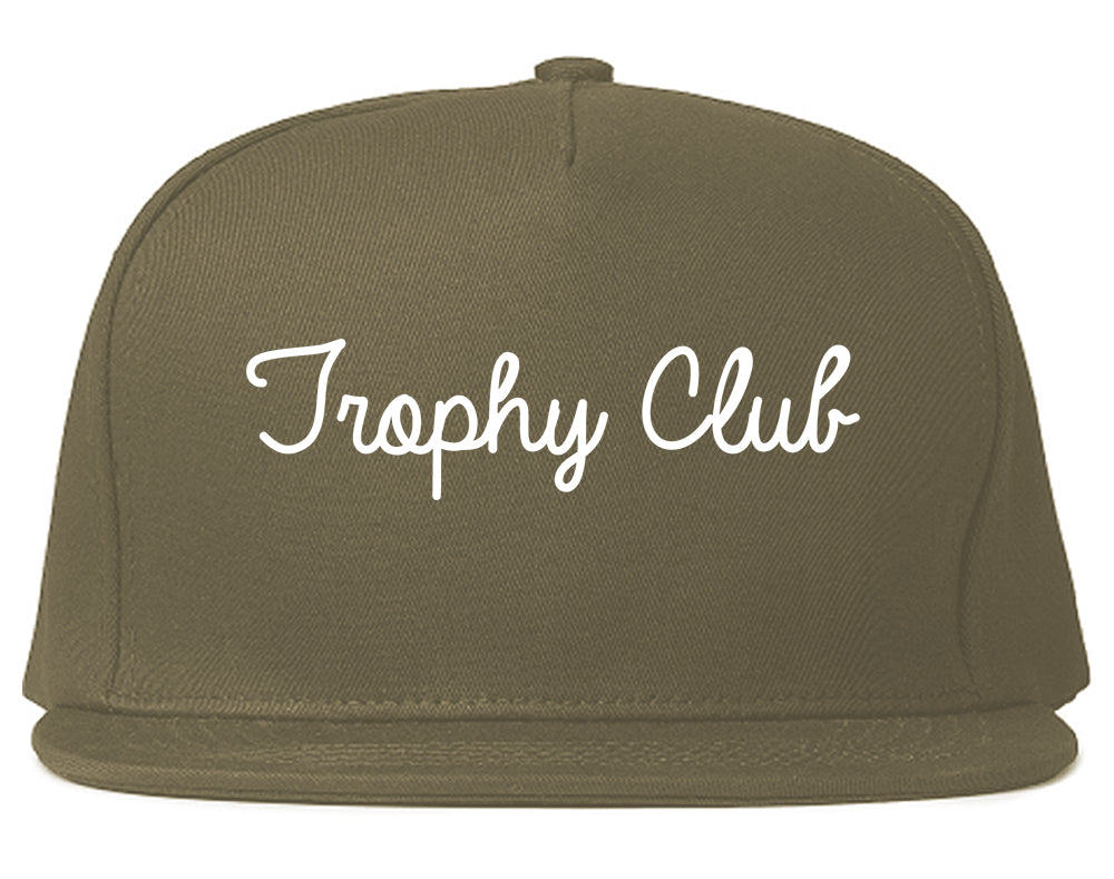 Trophy Club Texas TX Script Mens Snapback Hat Grey